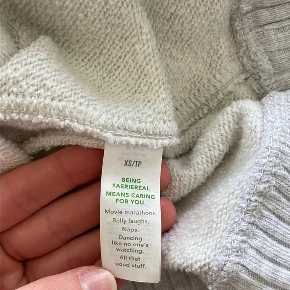 Aerie Gray Quarter Zip Up Sweater with Ribbed Cuffs - Picture 6 of 7